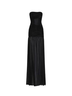 Misha Strapless Black Evening Gown - Elegant Long Formal Dress